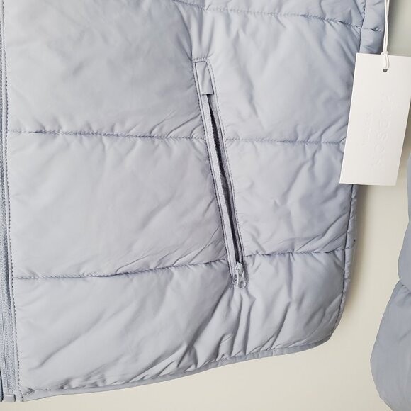 Women's Plus Size Light Hooded Puffer Jacket Lt. Blue Zip Up Pockets Spring - Picture 2 of 10